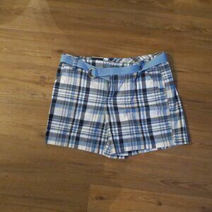 St. John's Bay Blue and White Plaid Women's Bermudas